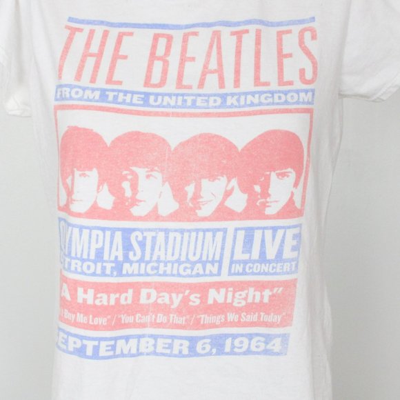Beatles Concert T-Shirt Unisex Medium Detroit A Hard Day's Night Faded Look CA29 - Picture 3 of 11